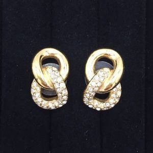 Swarovski Gold Tone  Pierced Earrings